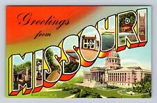 MO- Missouri, General LARGE LETTER Greetings, Antique, Vintage Souvenir Postcard picture