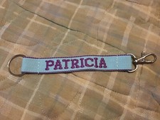 PATRICIA Embroidered Name Strap Key Ring, Keychain with Clasp (LT. BLUE) picture