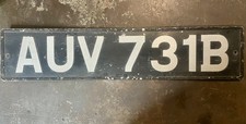 Classic 1964 Hills UK Pressed Black Aluminium Car Number Plate 21 x 4.5 inches picture