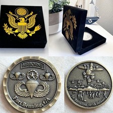 Rare US ARMY PARATROOPER AIRBORNE School Fort Benning GA COIN With Velvet Case picture