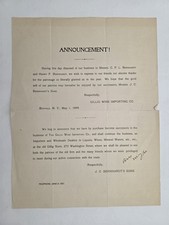 1899 antique GILLIG WINE IMPORTING CO buffalo ny J. C. BERNHARDT’s Sons purchase picture