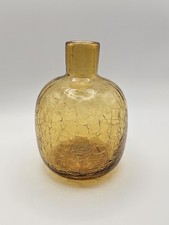 MCM Blenko 6424 Amber Wheat Crackle Glass Bud Vase Joel Myers EUC picture