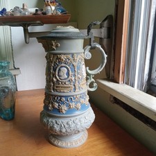 METTLACH #1169 NUREMBURG ARTISTS VILLEROY & BOCH 1895 STONEWARE BEER STEIN W/LID picture