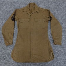 VTG 40s WWII Shirt 14 1/2 32 Olive M37 Wool Service Combat Field US Army 0609 picture