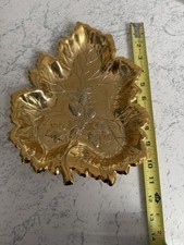 Vintage WMF Ikora Gold Tone Leaf Bowl Strawberry Serving Dish Germany Model 8344 picture