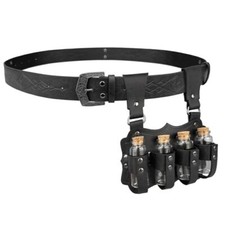 Medieval Embossed Alchemy Faux Leather Buckle Belt with 4 Cork Vials, Fantasy picture