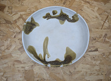Molly Perry Studio Pottery Large Bowl Green Abstract Swirly Design W:33 x L:30cm picture