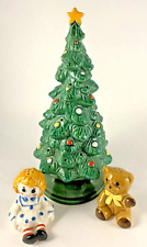 Vintage Avon Ceramic Christmas Tree Tealight Centerpiece Salt Pepper Shakers     picture