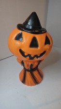 Rare 1969 Halloween Blow Mold Pumpkin Jack O Lantern Haystack Vintage EMPIRE 14