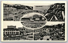 Vintage 1956 Multi-View Bournemouth Greetings Postcard East Beach C310 picture