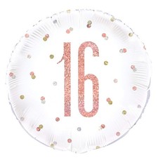 Unique Dazzling Rose Gold 16th Birthday Glitz Round Foil Balloon (45cm) - Perfec picture