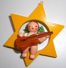 Vintage Wendt & Kühn Angel On Star With Guitar Germany Erzgebirge 3 3/4