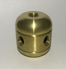 New Large Turned Brass 2 Pc. Lamp Cluster Body, 4 Holes, 1/4F Bottom, Unfinished picture