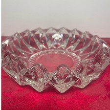 Vintage KIG Indonesia Cut Glass Diamond Pattern Ashtray Large Sawtooth Edge picture