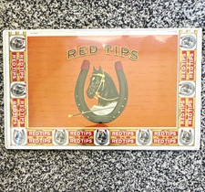 Red Tips Horse & Horseshoe Advertising Label, Brown/Red/Black/White vintage (15) picture