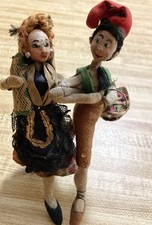 Vtg Klumpe Roldan Style Spanish Cloth Dolls Pair Couple  Folk Art Spain picture