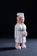 Joe Offerman Signed Wood Carving Nurse 4.25