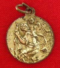 Vintage SAINT CHRISTOPHER Medal POPE JOHN XXIII Catholic Silvertone Medal picture