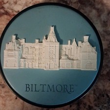 Vintage Biltmore Estate Jasperware Style 3D Porcelain Wooden Back Paperweight 3