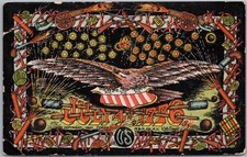 c1907 FOURTH OF JULY Greetings Postcard Eagle / Fireworks -Tower M&N Co. UNUSED picture