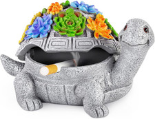 Ashtrays with Lid, Cute Turtle Outdoor Ashtray for Cigarettes, Windproof Ash Tra picture