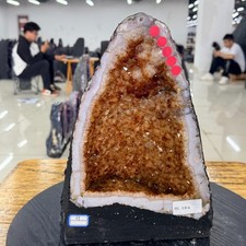 19LB Large Natural citrine geode cluster quartz crystal cathedrals specimen picture