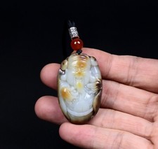 Certified Hetian jade Raw stone carving Pendants~The god of wealth 和田玉籽料原石 26G picture