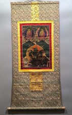 Real Nice Tibetan 19/20th Century Old Antique Buddhist Green Tara Thangka Tangka picture