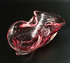 Vintage Murano Pink w/Controlled Bubbles Pinched Bowl Ashtray  picture