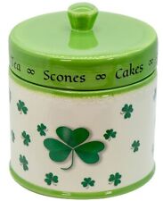Exclusively Irish Cookie Sweets Jar Made of Ceramic Shamrock Design picture