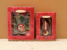 2 Vintage Hallmark Keepsake Washington Redskins Ornaments - 2000 & 2001 picture