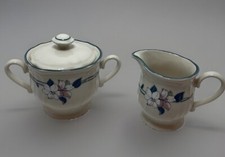Vintage Epoch New Apple Blossom Scallop Edge Creamer & Sugar Bowl With Lid Set picture