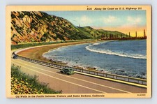 Postcard California Santa Barbara CA Ventura PCH Oil Wells CAr 1940s Unposted picture