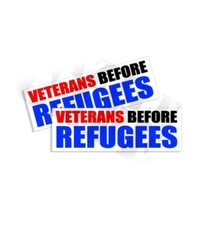 Veterans Before Refugees ANTI-BIDEN BUMPER STICKER DECAL TRUMP 2 PK picture