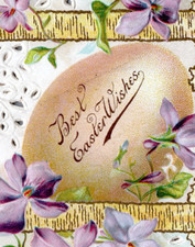 Best Easter Wishes Embossed Diecut Greeting Card Egg Flowers 4.5