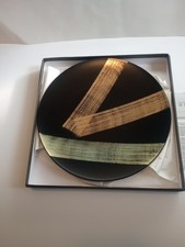 Yamada Heiando Lacquerware Black Gold Stripe Round Plate N I B picture