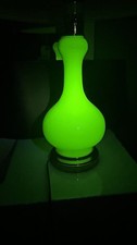 STUNNING VINTAGE Tyndale Chicago Uranium Green Opaline Lamp - Murano Glass picture