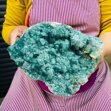 8.73LB Natural transparent green cubic fluorite mineral crystal sample Healing picture