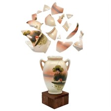 Kintsugi Vase Japanese Porcelain Mini Gold Crack Art Personal Growth Gift picture