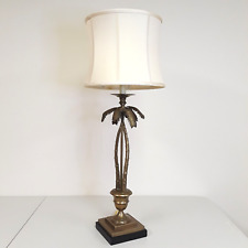 VTG Solid Brass Palm Tree Table Lamp Bombay Tropical Tiki Beach House Hawaiian picture