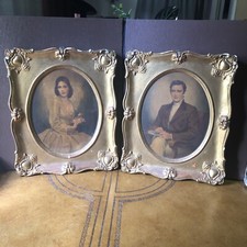 FANTASTIC VICTORIAN GOLD LEAF PLASTER PICTURE FRAME w ORIG. FRENCH FASHION PRINT picture