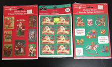 3 VINTAGE AMERICAN GREETINGS & HALLMARK SANTA CHRISTMAS STICKERS NIP SEALED picture