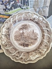 Rare Antique James Clews Moral Maxims Brown Plate Staffordshire c.1820s  picture