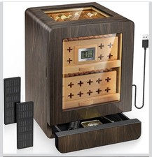 Flauno Electric Cigar Humidor Cabinet Digital Hygrometer Dual Fans LED Drawer picture