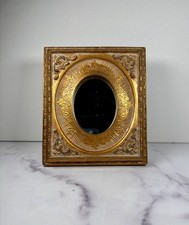 Vintage Florentine Style Ornate Gold Gilt Wood Gesso Oval Mirror Frame 7.5x6.5 picture