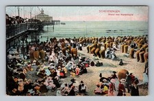 Netherlands- Scheveningen Beach With Promenade Pier Old Postal Vintage Postcard picture