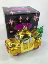 Vtg Radko Little Tree Taxi Glass Yellow Christmas Tree Ornament Christopher (G1) picture
