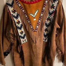 Old Style Buckskin Buffalo Indian Beaded Fringe Powwow Regalia War Shirt picture