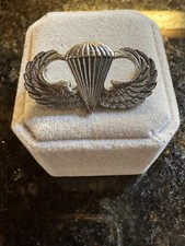 WWII Sterling Army Airborne Paratrooper Jump Wings Badge Pin STERLING  picture