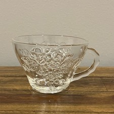 Vintage Anchor Hocking Clear Grape Leaf Pattern Punch Cup Glass picture